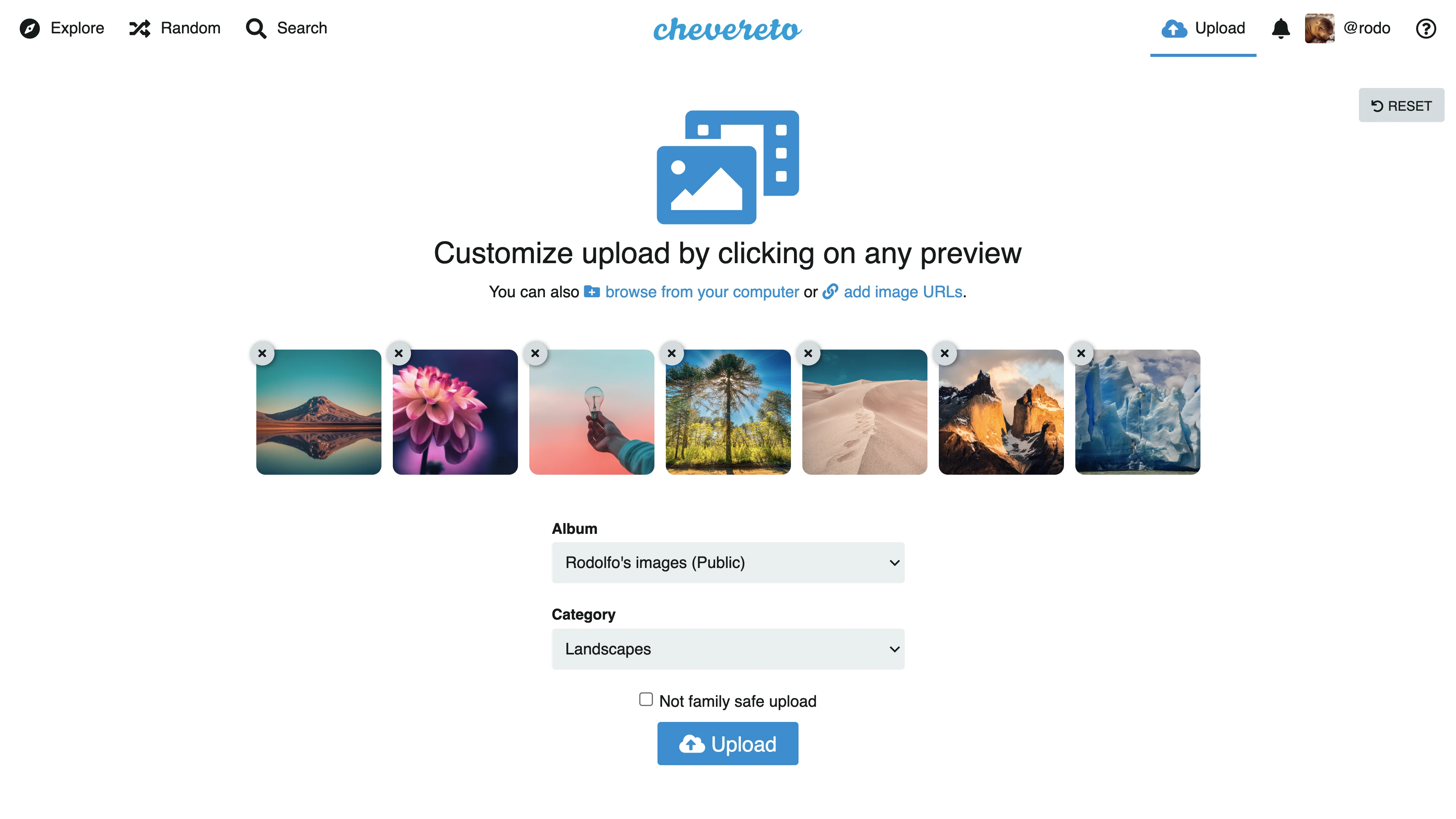 Screenshot of Chevereto