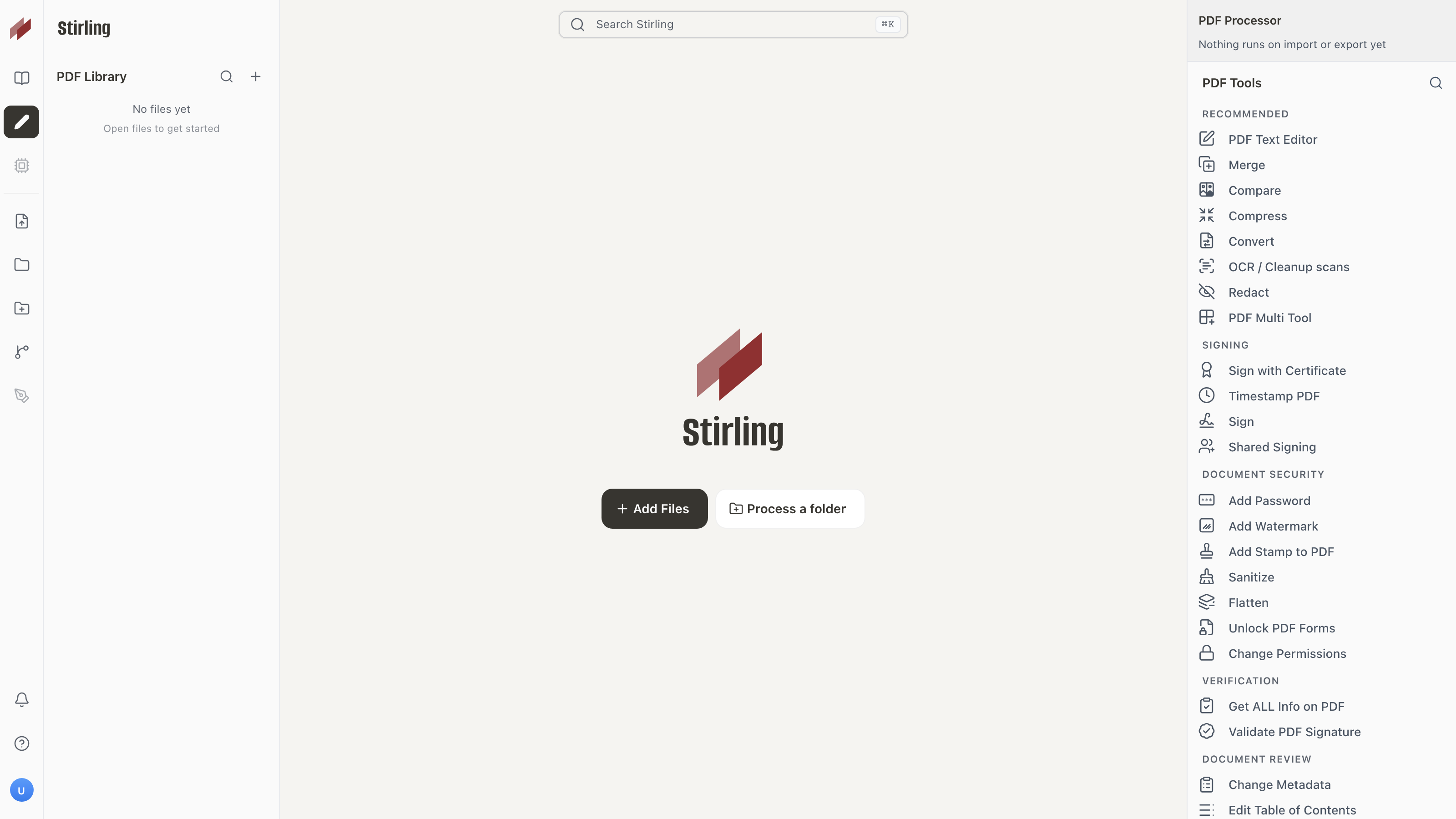 Capture d’écran de Stirling-PDF